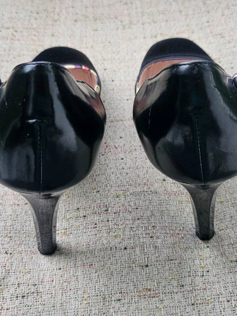 Emilio Pucci Women Heel Sandal Pump Black Satin Shoe Size 37.5 Made in Italy - Picture 8 of 12